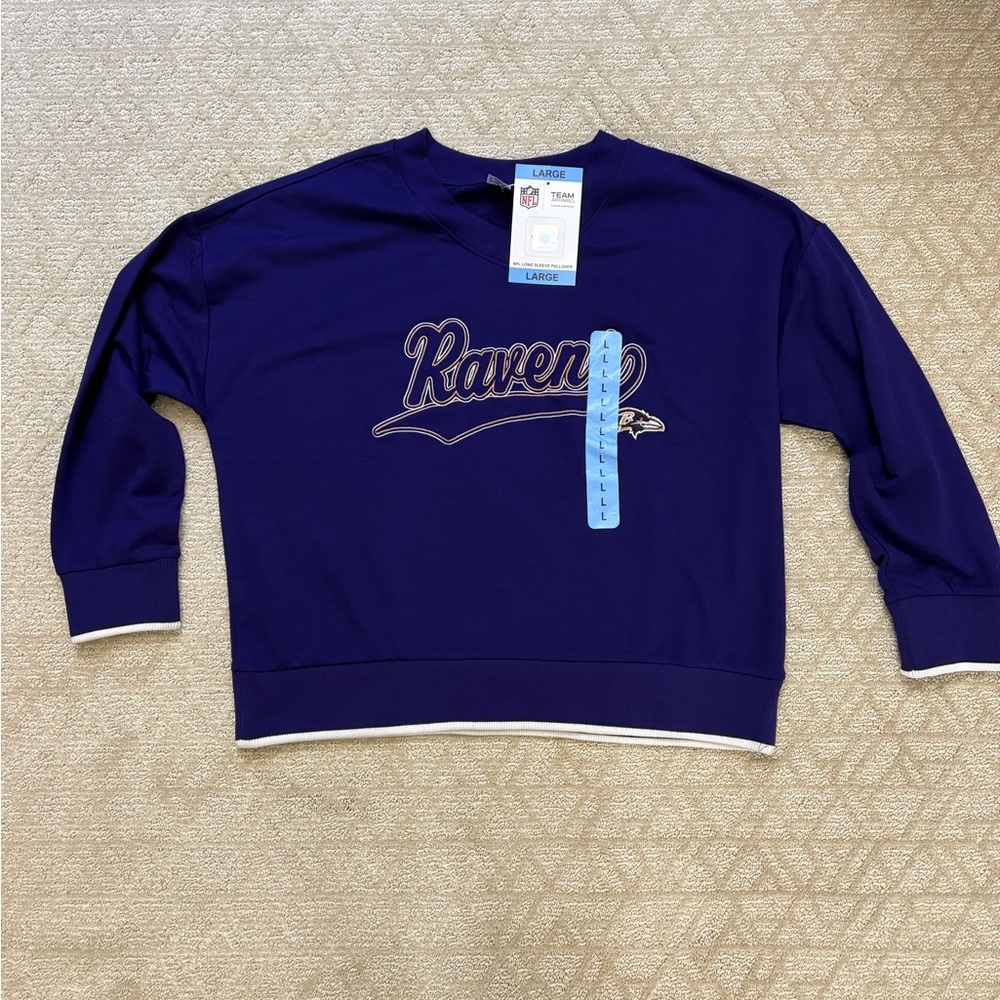 NFL Ravens Purple Crew Neck Sweater women’s L Football pullover sleepwear soft.